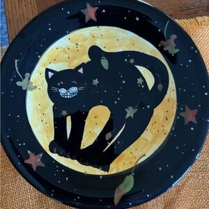 Susan Winget Black Cat Halloween Decorative Plate